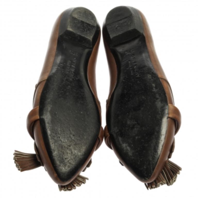 Women's Givenchy Brown Leather Tassel Loafers Size 37.5 For Sale