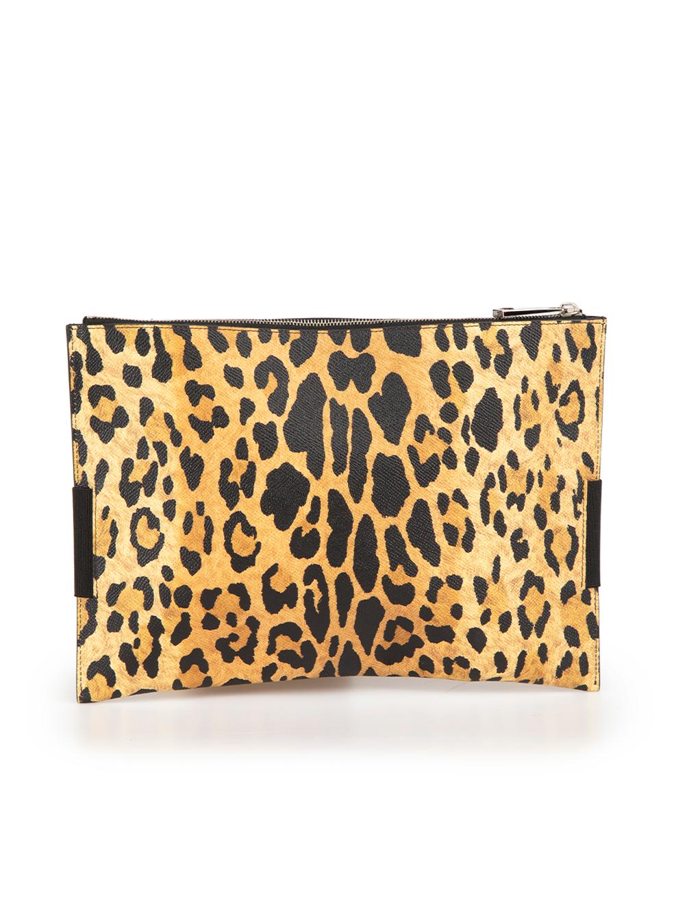 Givenchy Brown Leopard Print Leather Clutch In Excellent Condition For Sale In London, GB