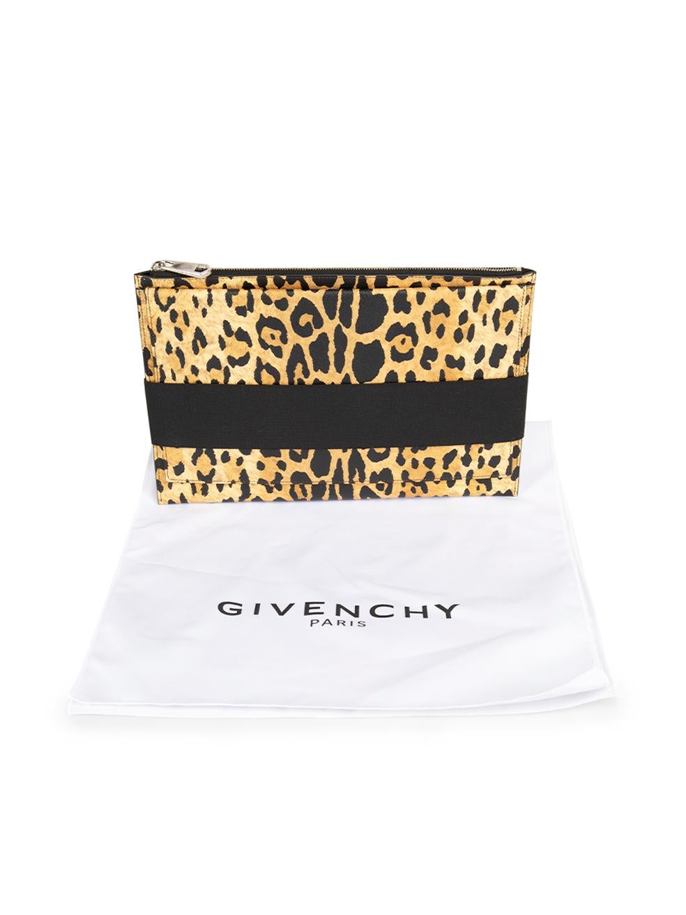 Givenchy Brown Leopard Print Leather Clutch For Sale 2