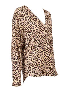 Givenchy Blusa Marrón Estampado Leopardo Manga Larga Talla M