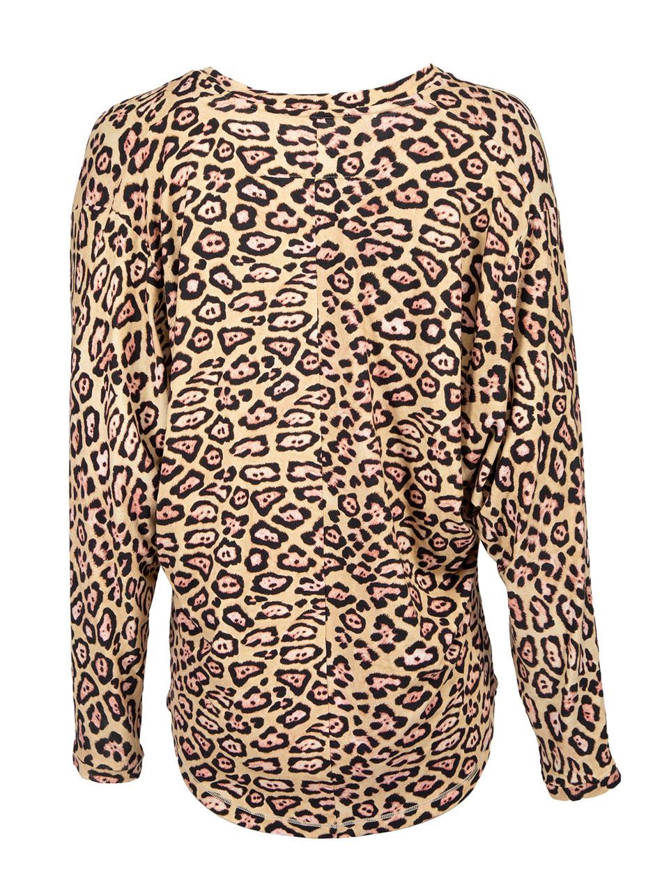 Givenchy Brown Leopard Print Long Sleeved Blouse Size M In Good Condition For Sale In London, GB