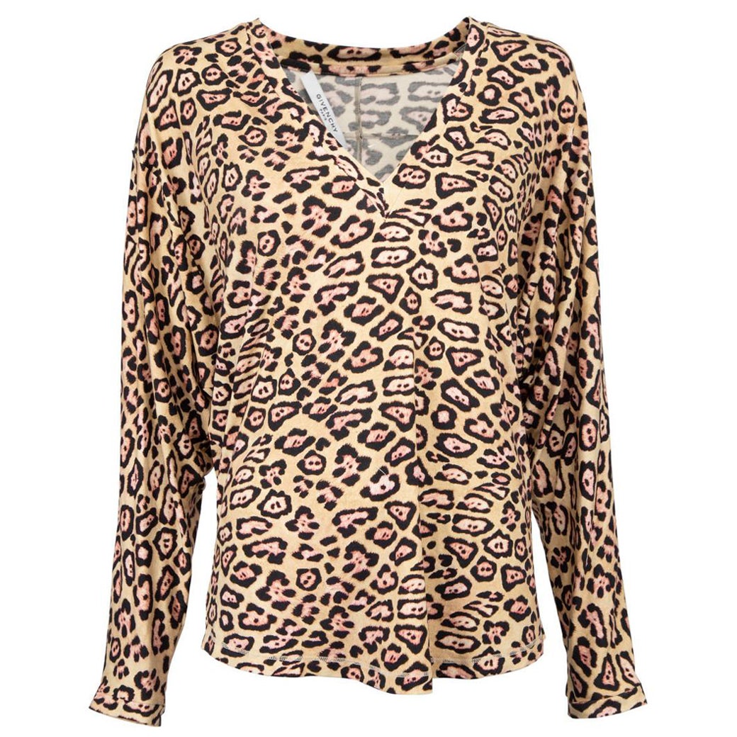 Givenchy Blusa Marrón Estampado Leopardo Manga Larga Talla M en venta