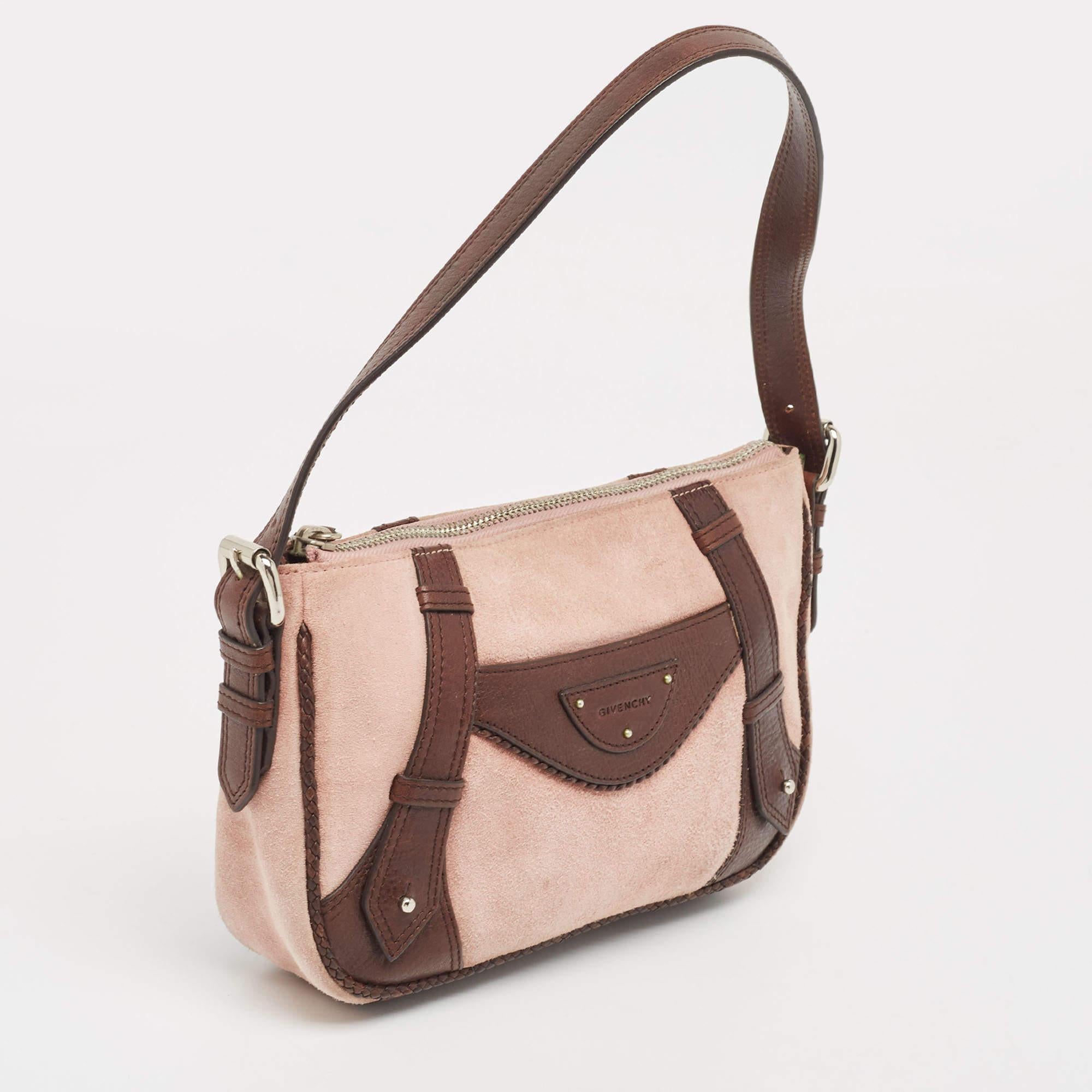 Beige Borsa Baguette Givenchy in pelle e camoscio marrone/rosa chiaro