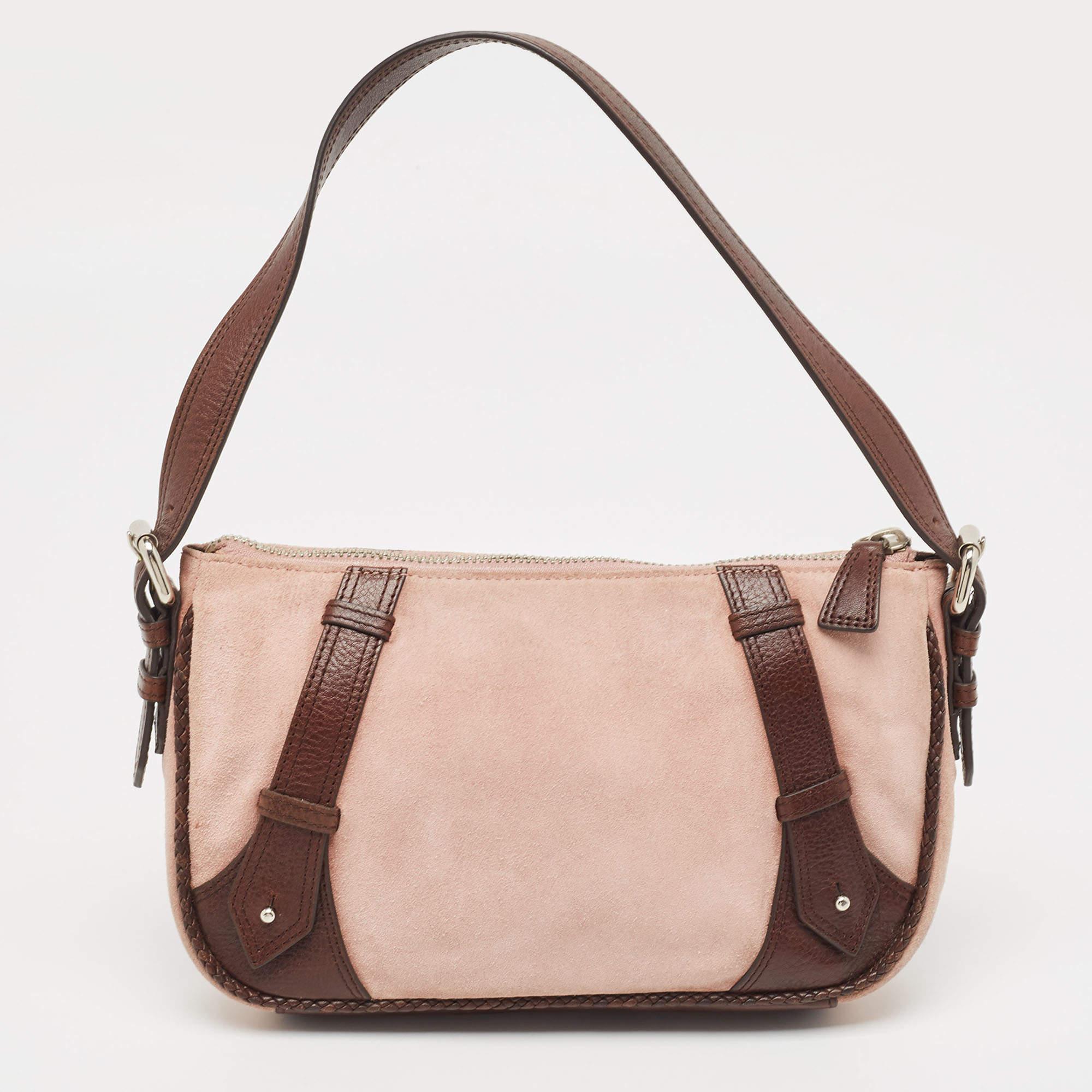 Borsa Baguette Givenchy in pelle e camoscio marrone/rosa chiaro In condizioni buone a Dubai, Al Qouz 2