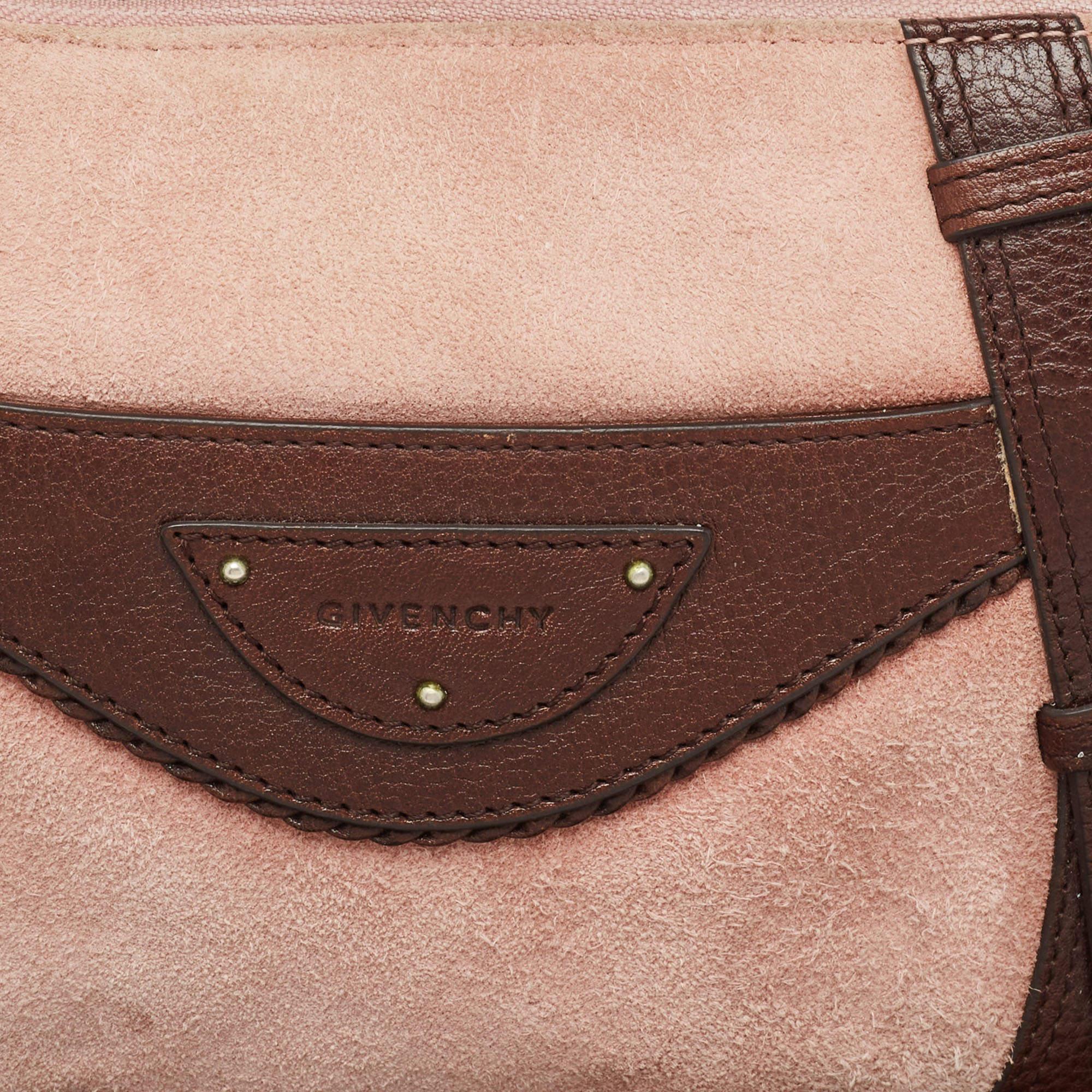 Donna Borsa Baguette Givenchy in pelle e camoscio marrone/rosa chiaro