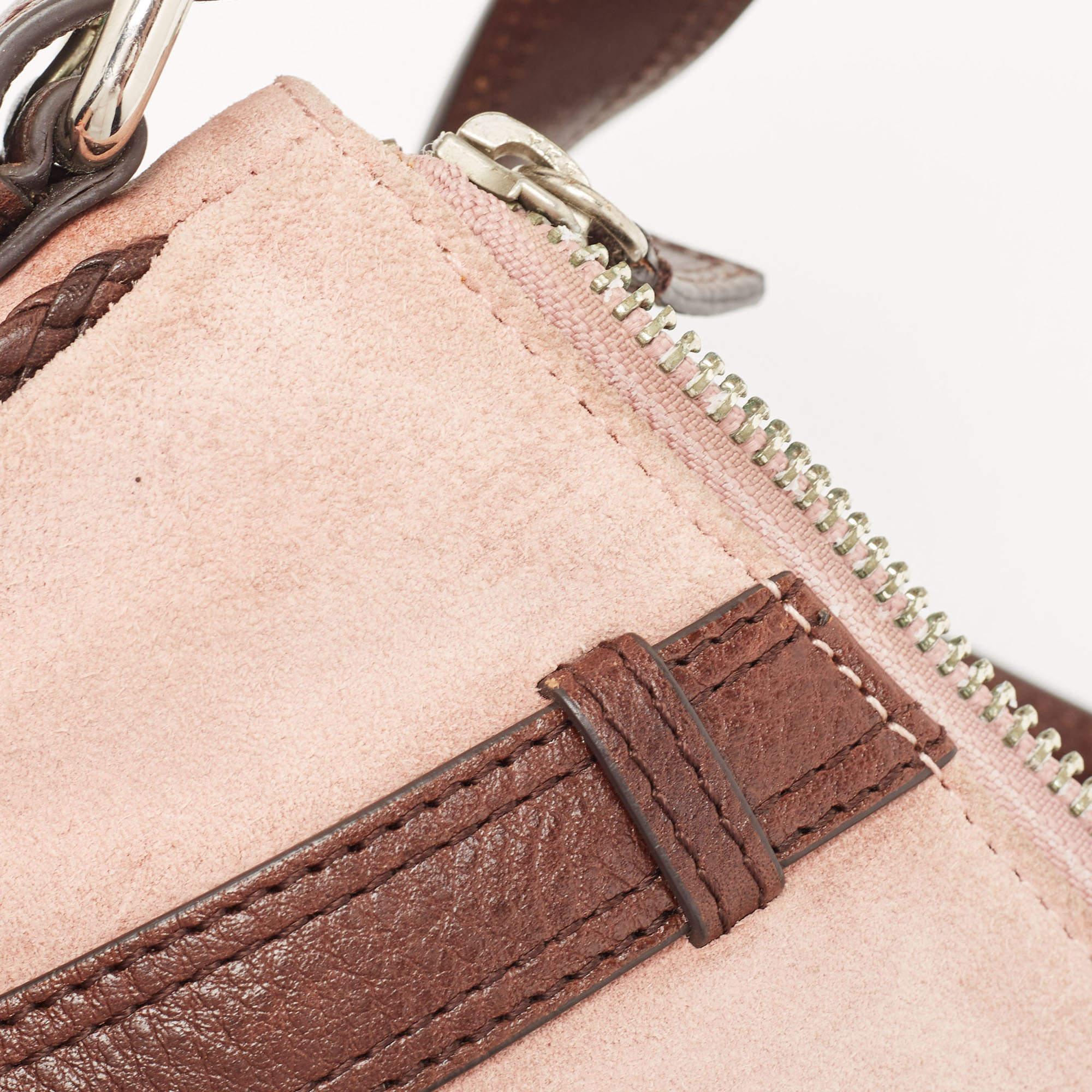 Borsa Baguette Givenchy in pelle e camoscio marrone/rosa chiaro 2