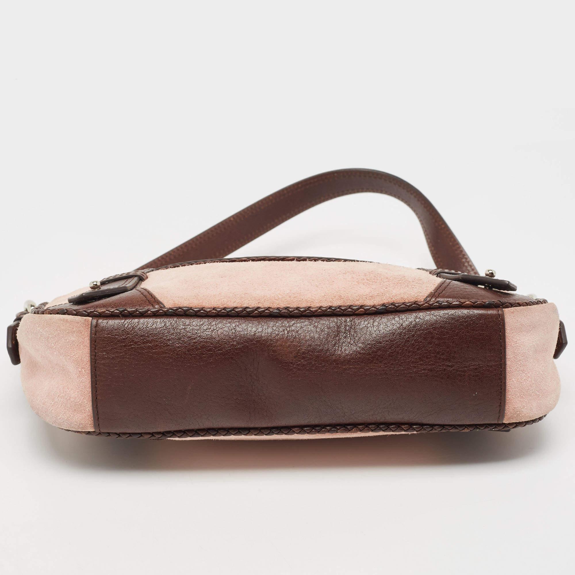 Borsa Baguette Givenchy in pelle e camoscio marrone/rosa chiaro 4