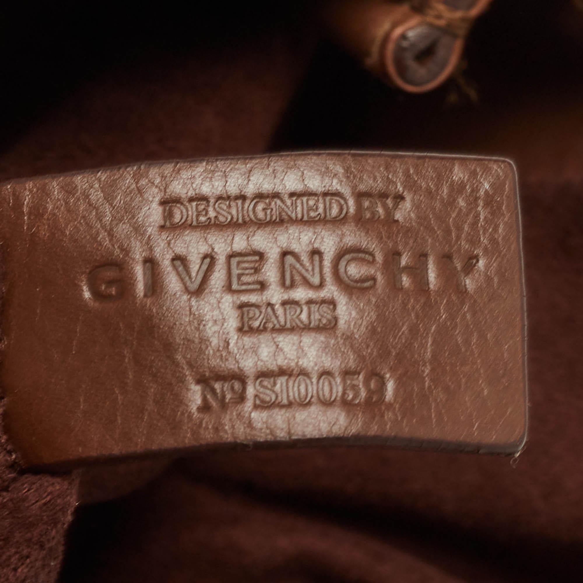 Givenchy Brown Monogram Embossed Leather Tote For Sale 8
