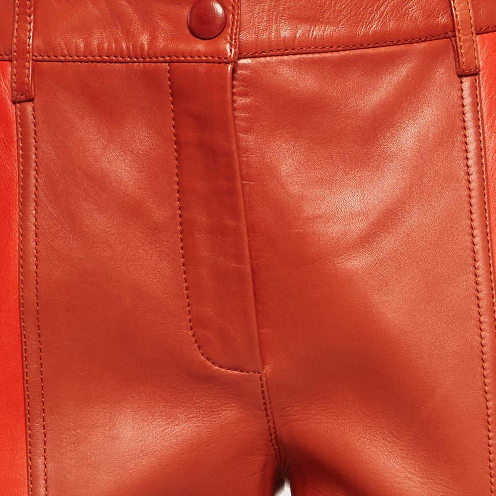 Givenchy Pantalones de cuero marrón patchwork M Rojo en venta