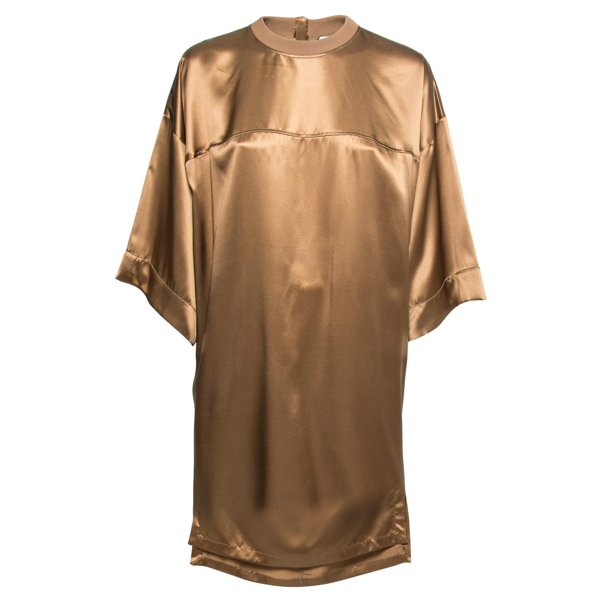 Givenchy Brown Satin Silk Crewneck Oversized Tunic M For Sale