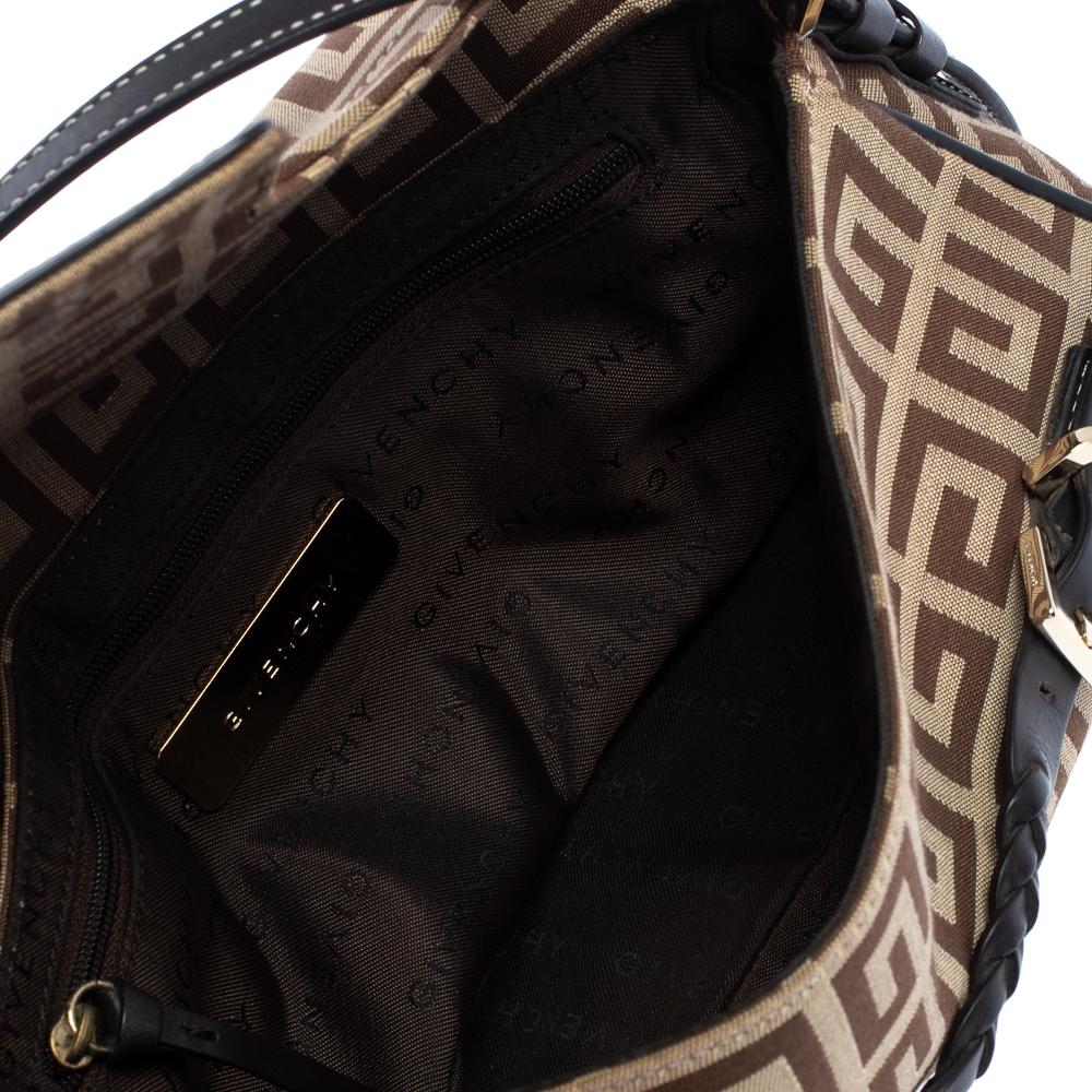 Givenchy Brown Signature Canvas and Leather Flap Baguette Shoulder Bag In Good Condition In Dubai, Al Qouz 2