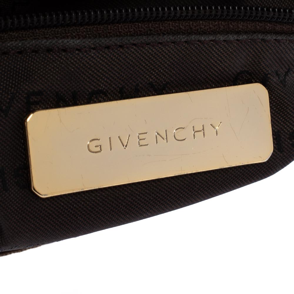 Women's Givenchy Brown Signature Canvas and Leather Flap Baguette Shoulder Bag
