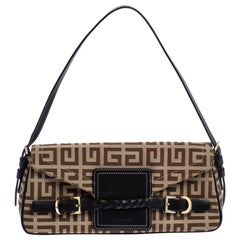 Givenchy Brown Signature Canvas and Leather Flap Baguette Shoulder Bag