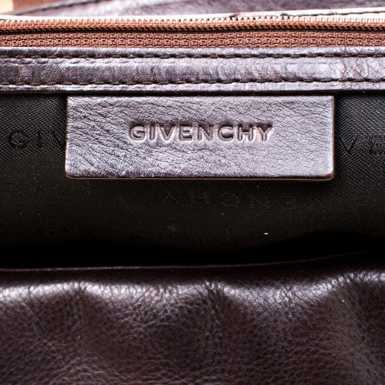 Givenchy Brown Signature Canvas and Leather Flap Top Handle Bag For ...