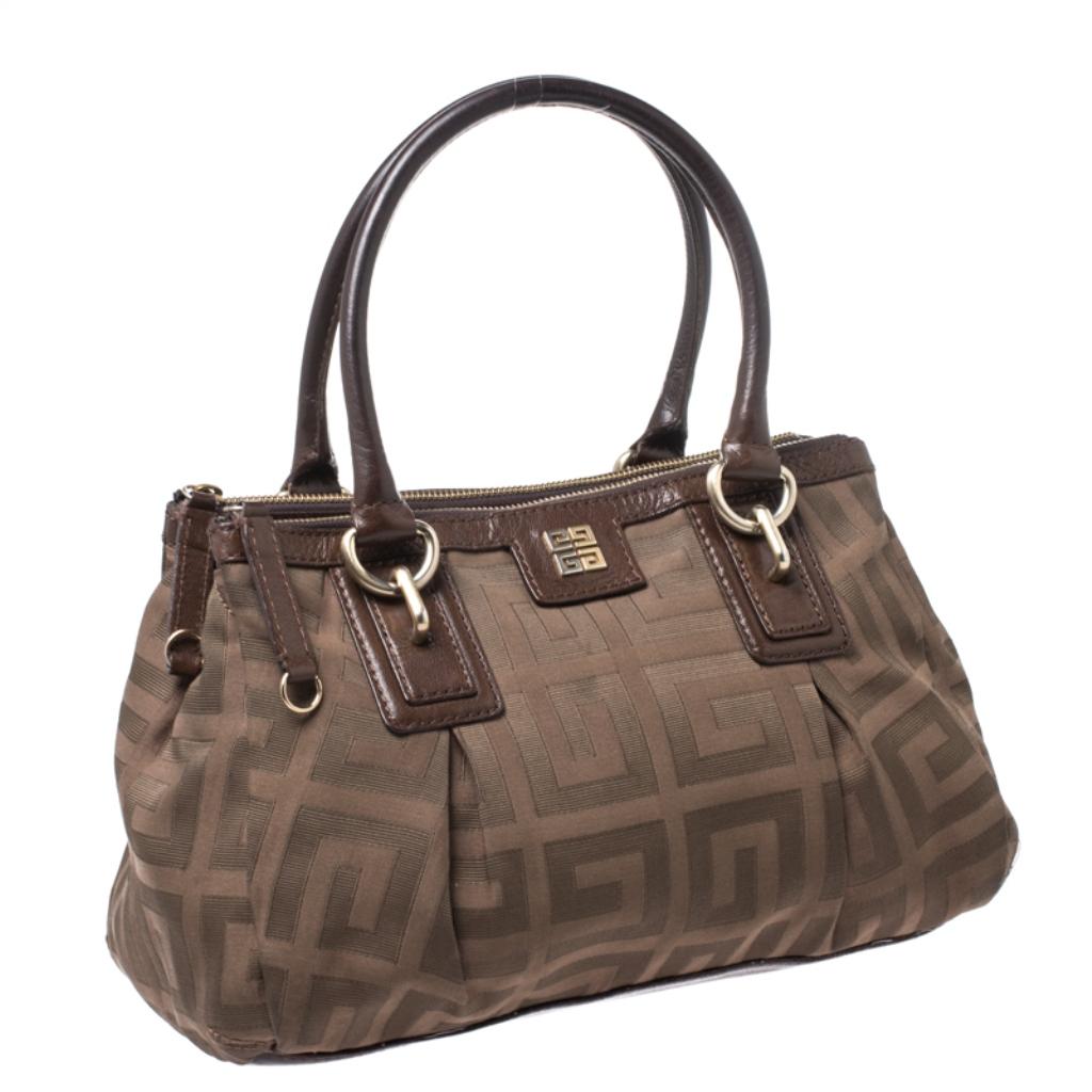 Women's Givenchy Brown Signature Canvas and Leather Satchel