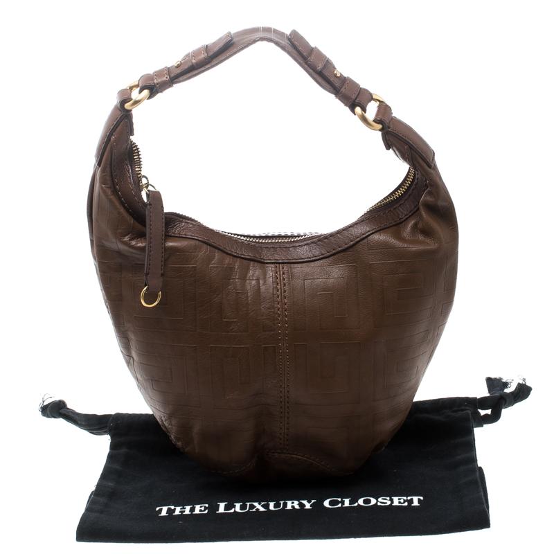 Givenchy Brown Signature Embossed Leather Hobo 7
