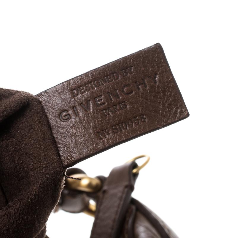 Women's Givenchy Brown Signature Embossed Leather Hobo