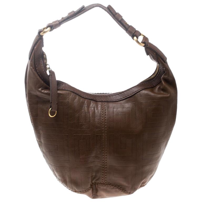 Givenchy Brown Signature Embossed Leather Hobo