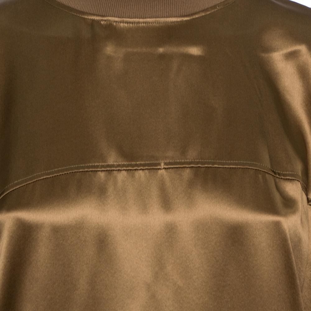 Givenchy Brown Silk Satin Crew Neck Tunic M 1