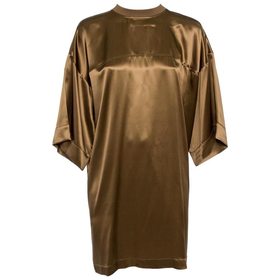 Givenchy Brown Silk Satin Crew Neck Tunic M