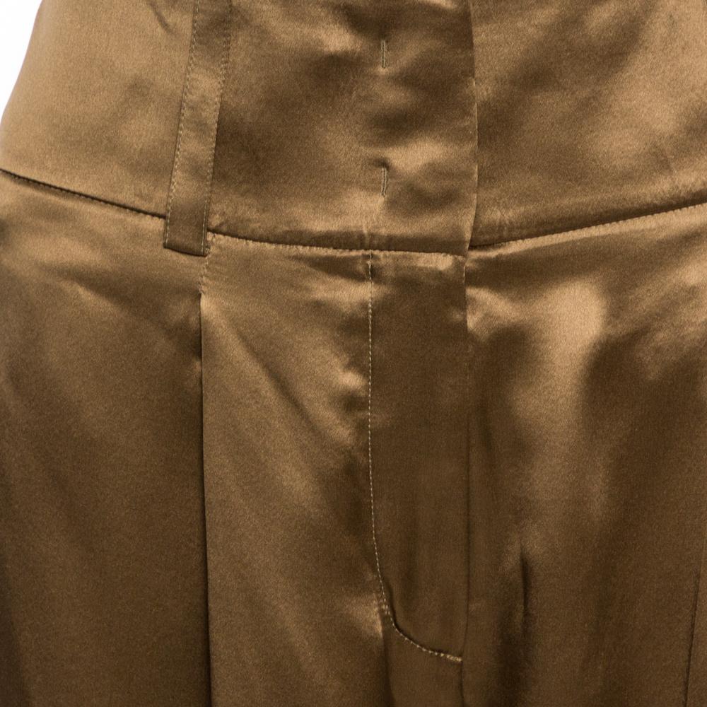 Women's Givenchy Brown Silk Satin Pleated Trousers M