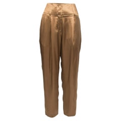 Givenchy Pantalon à plis en satin de soie Brown M.