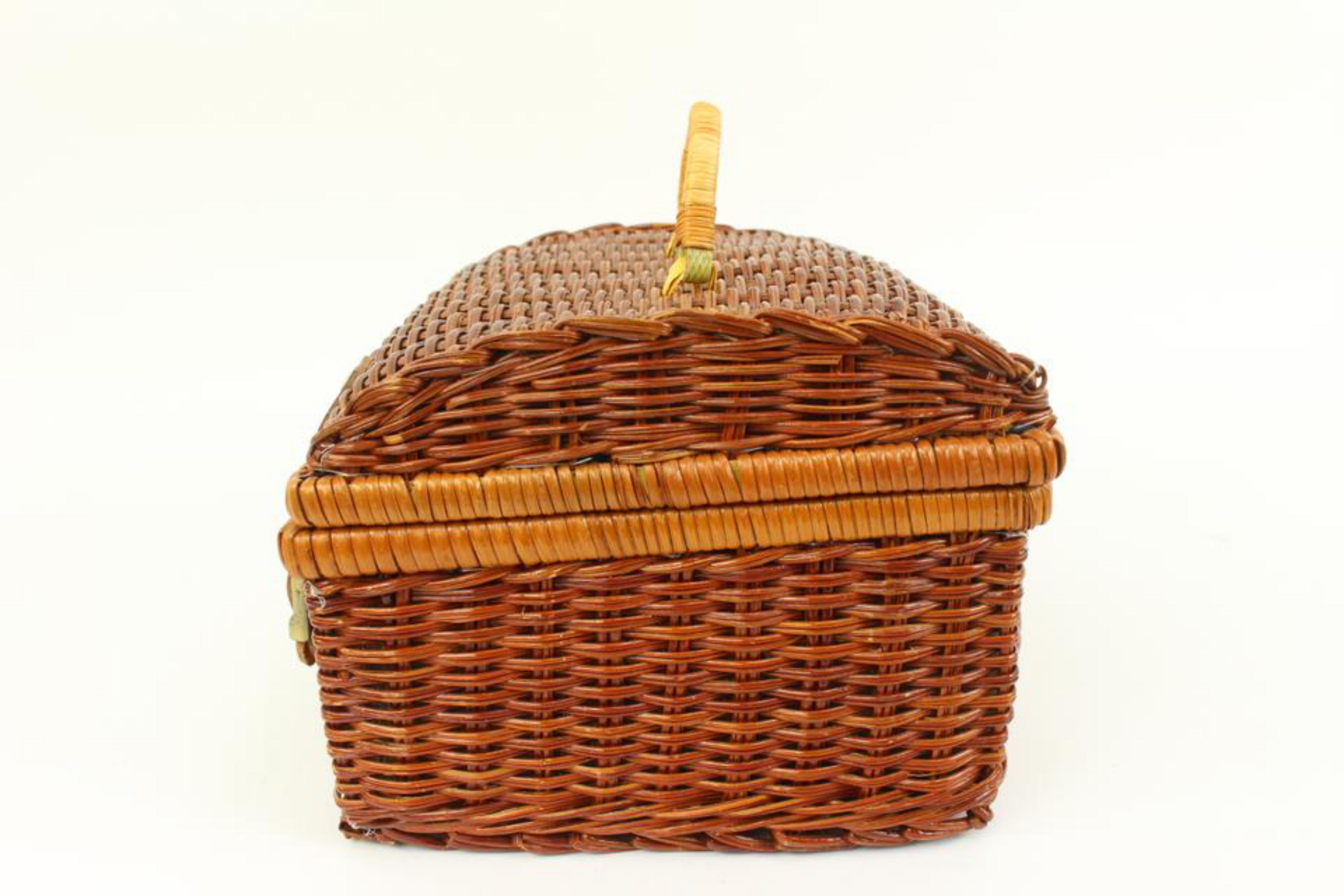 Givenchy Brown Wicker Straw Raffia Basket Bag 16gi323s In Good Condition For Sale In Dix hills, NY