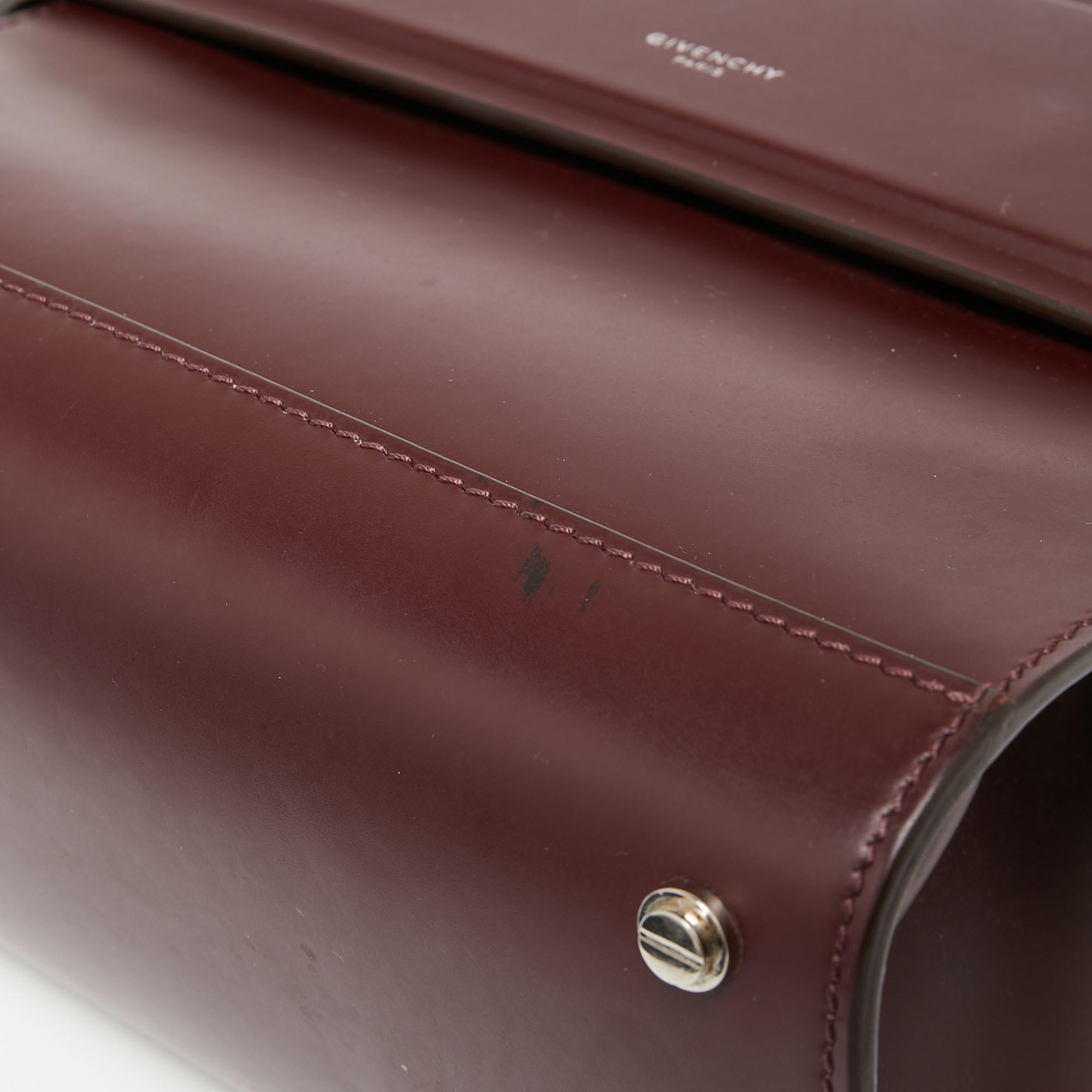 Givenchy Burgundy Leather Mini Horizon Crossbody Bag 1
