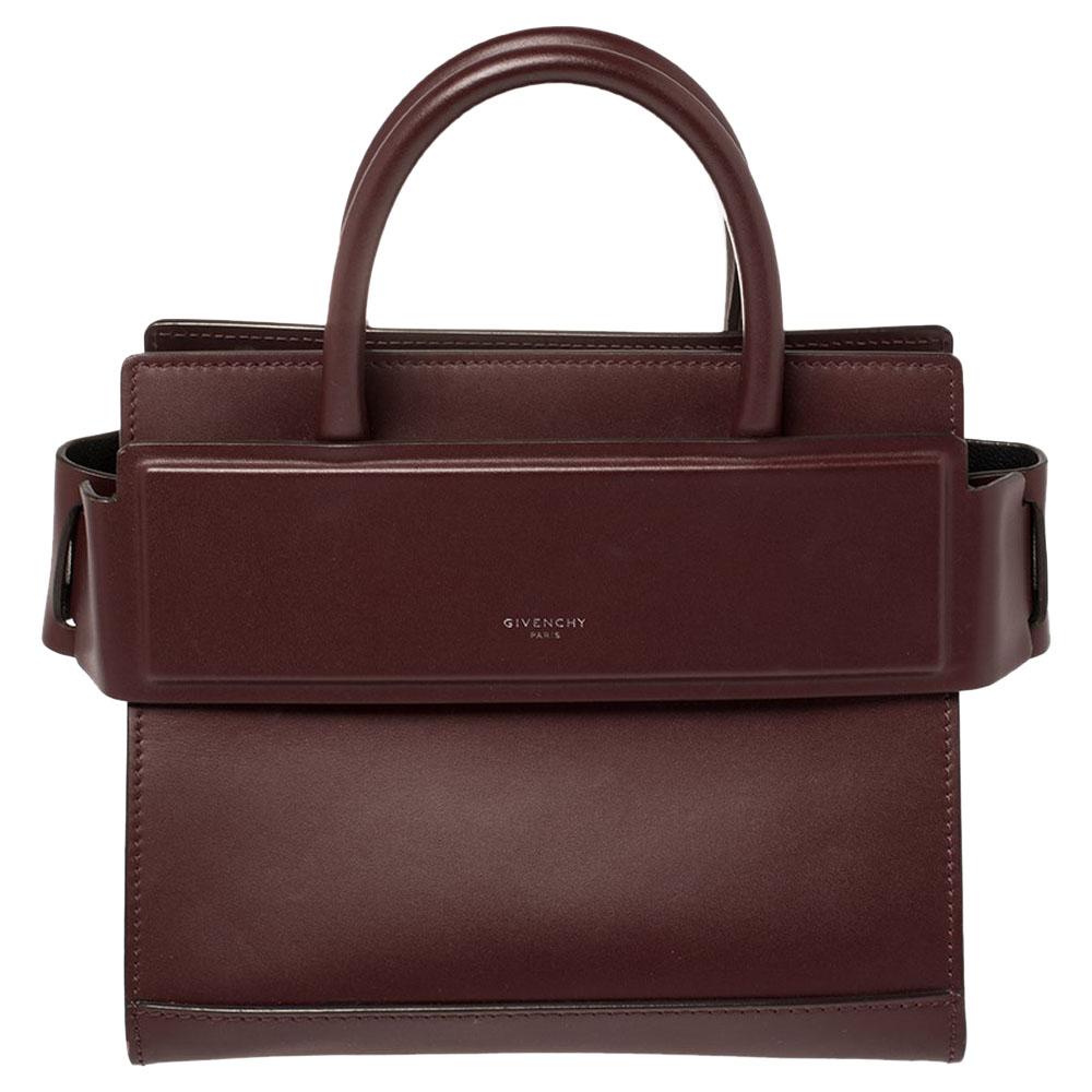 Givenchy Burgundy Leather Mini Horizon Crossbody Bag