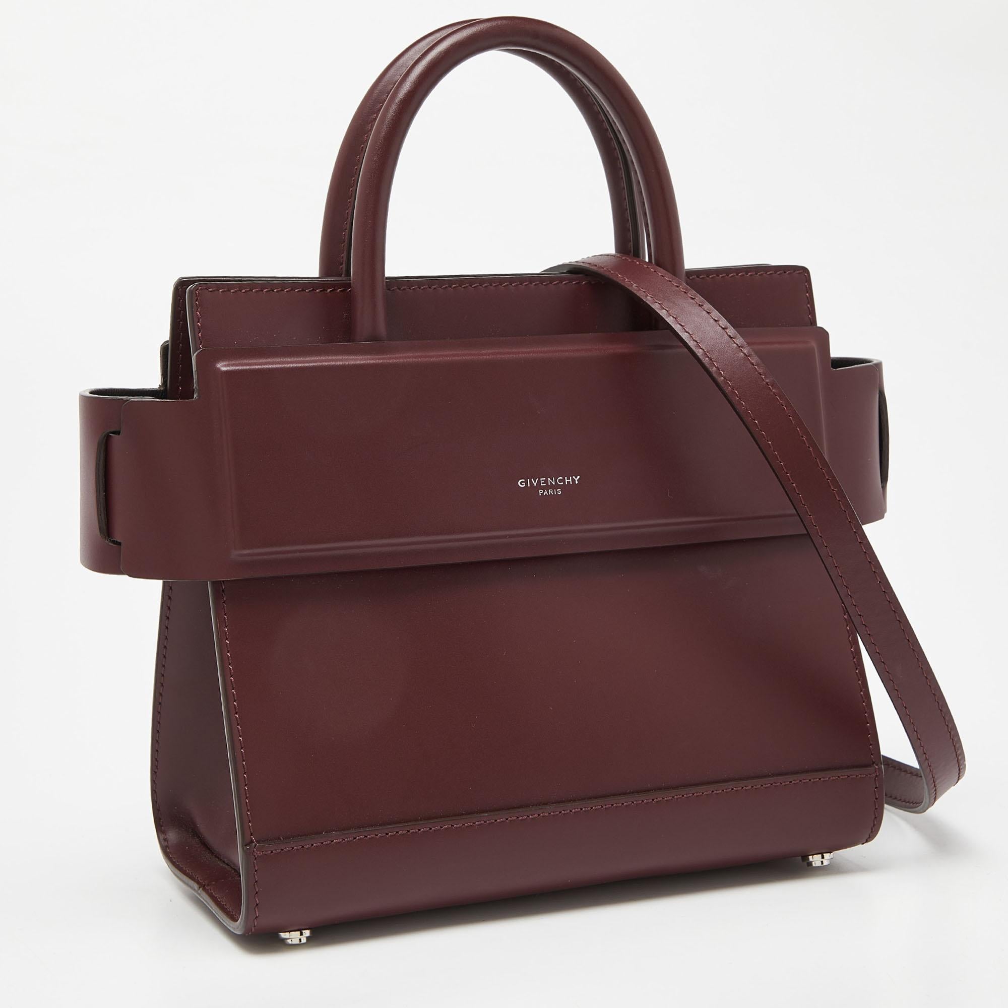Givenchy Burgundy Leather Mini Horizon Tote For Sale 3