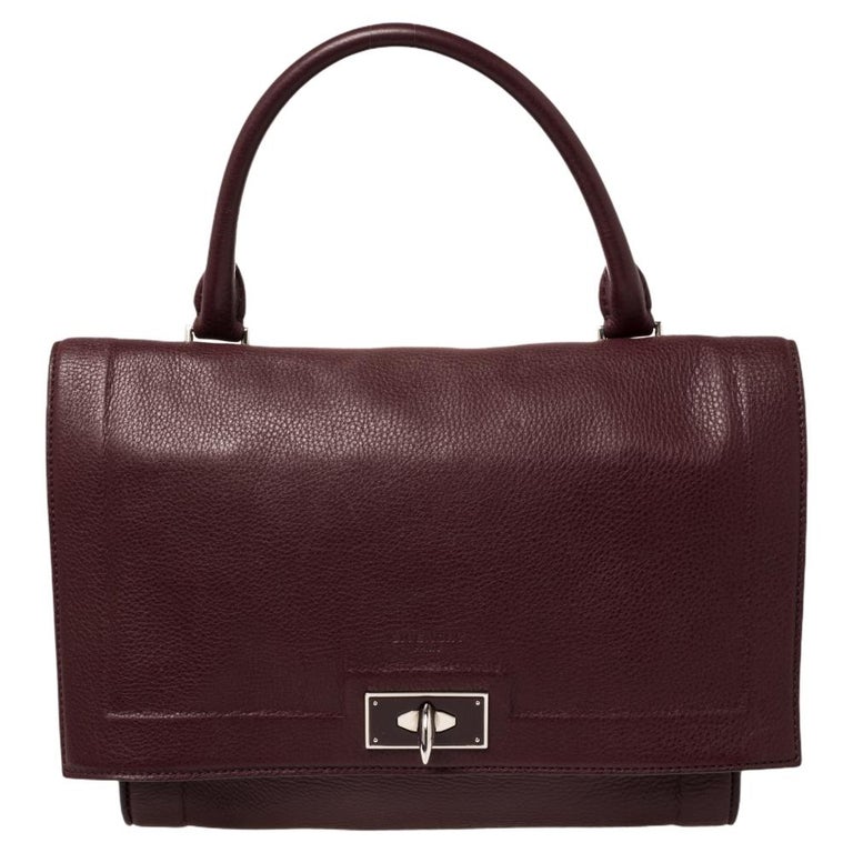 Givenchy Burgundy Leather Small Shark Top Handle Bag
