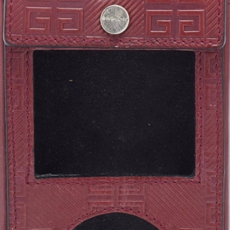 Givenchy Burgundy Monogram Embossed Leather iPod Case In Fair Condition For Sale In Dubai, Al Qouz 2