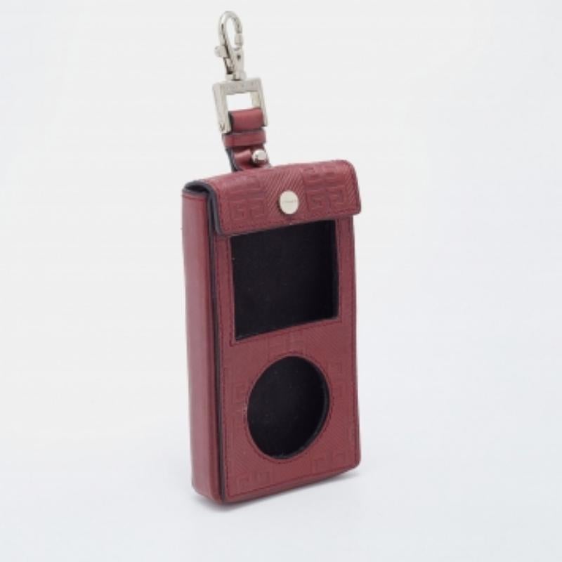 Women's Givenchy Burgundy Monogram Embossed Leather iPod Case For Sale