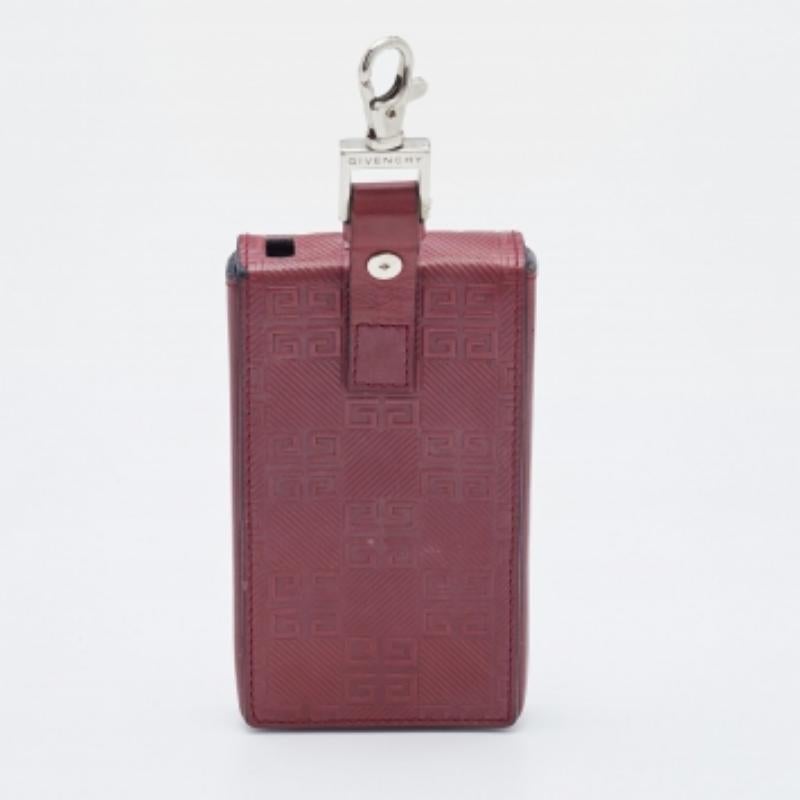 Givenchy Burgundy Monogram Embossed Leather iPod Case For Sale 1