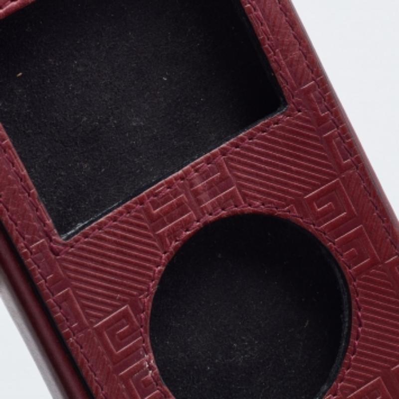 Givenchy Burgundy Monogram Embossed Leather iPod Case For Sale 2
