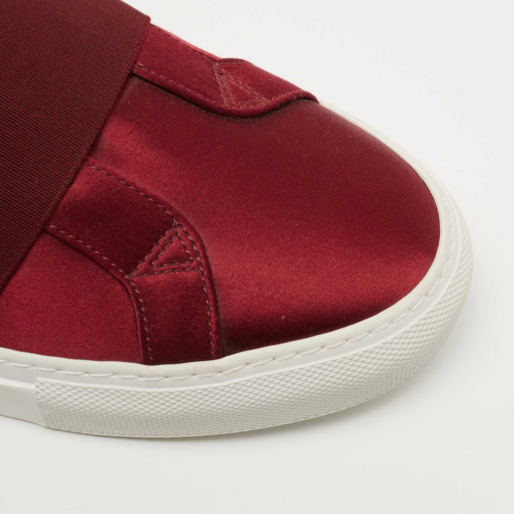 Women's Givenchy Burgundy Satin and Elastic Band Slip On Sneakers Size 40 For Sale