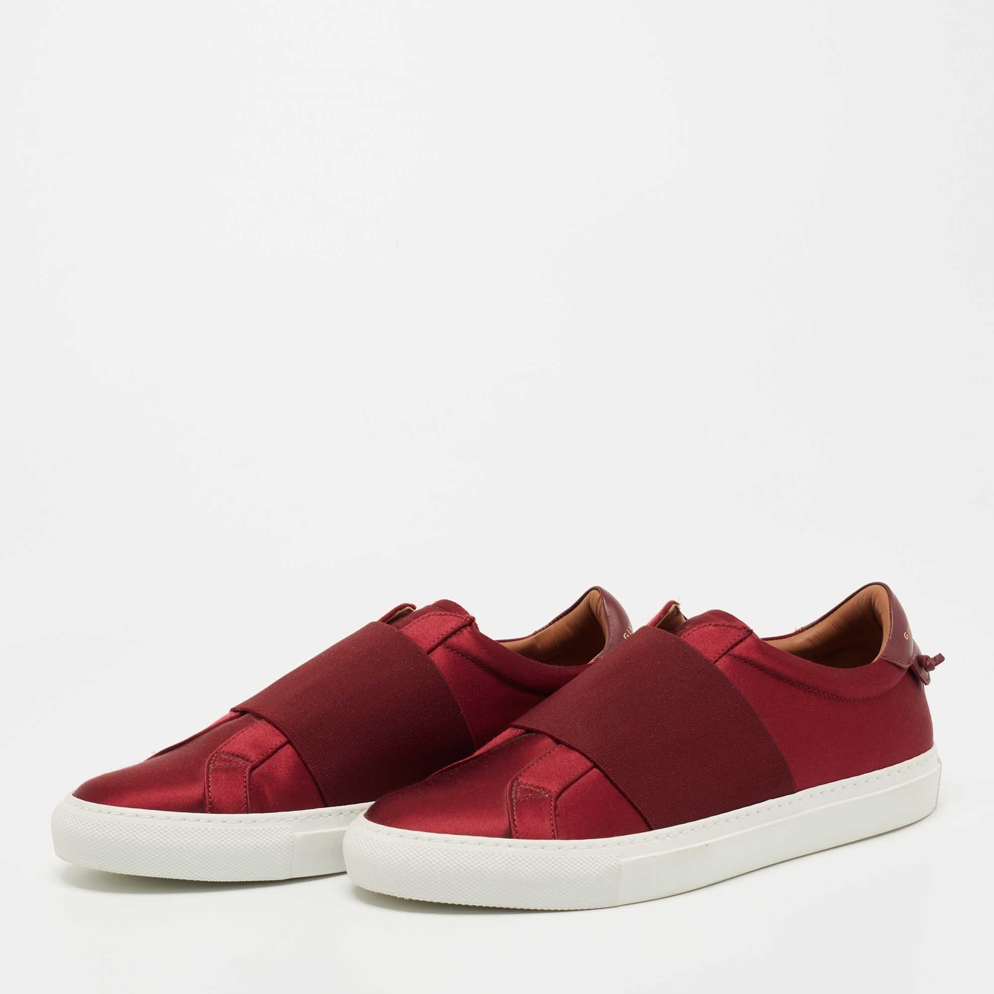 Givenchy Burgundy Satin and Elastic Band Slip On Sneakers Size 40 For Sale 3