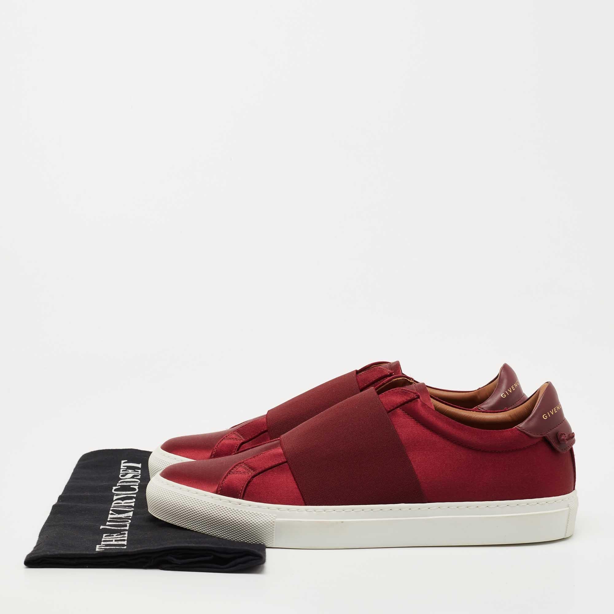 Givenchy Burgundy Satin and Elastic Band Slip On Sneakers Size 40 For Sale 4