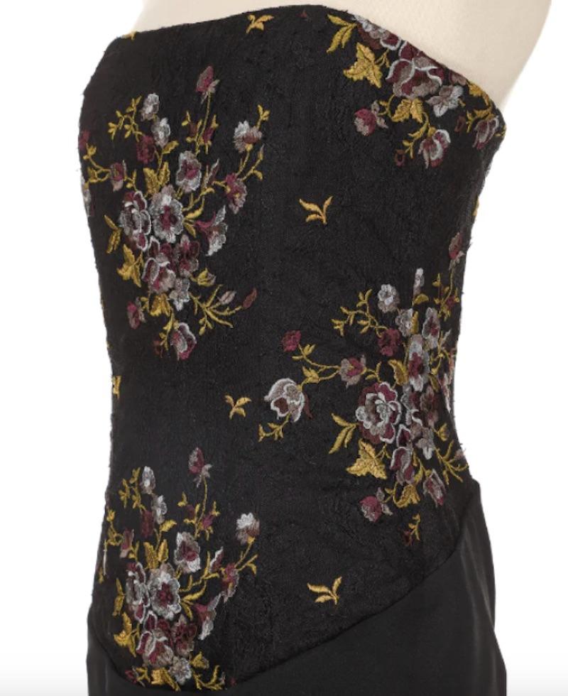 Givenchy by Alexander McQueen Black Evening Gown with Purple Flowers In Excellent Condition For Sale In New York, NY