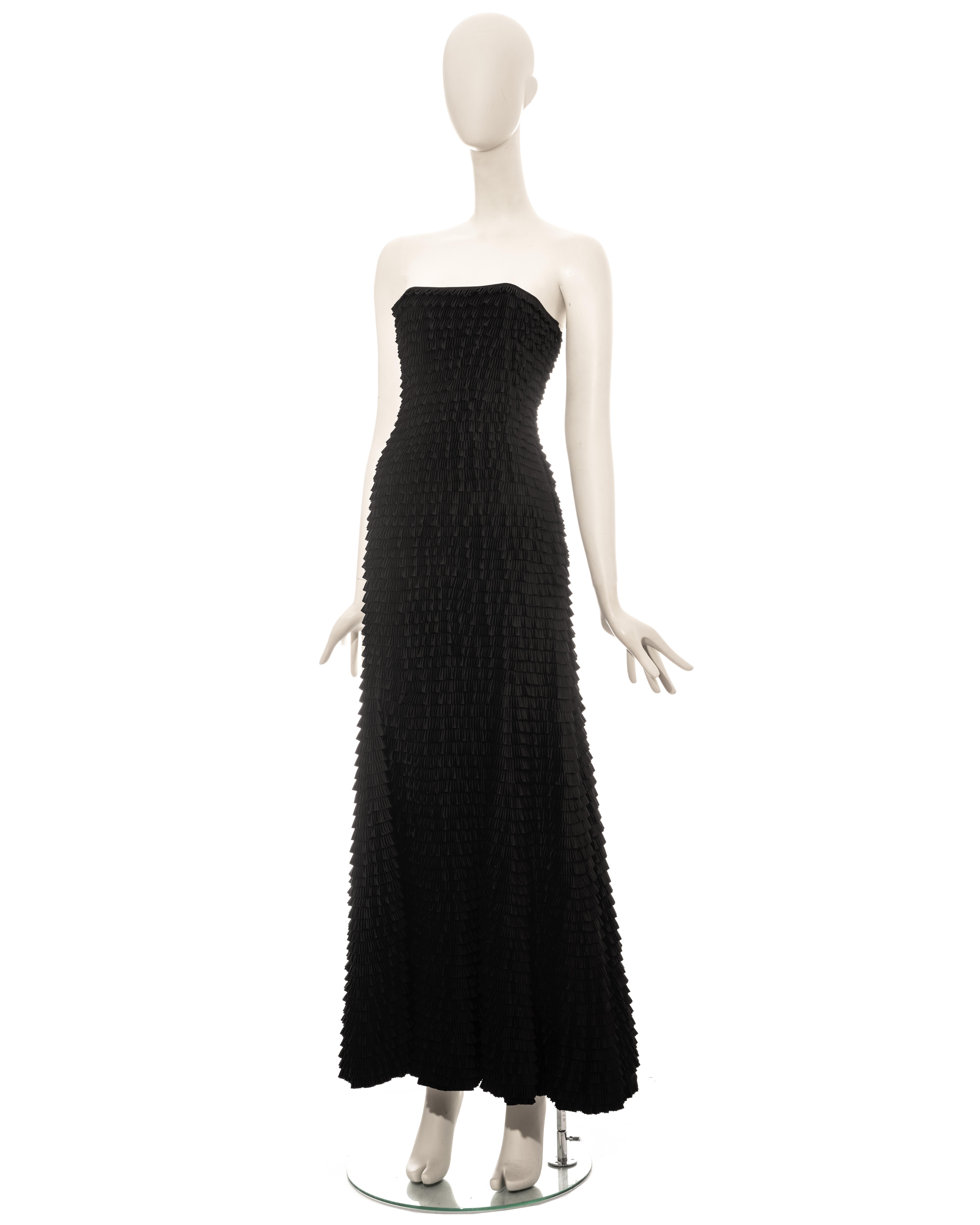 Women's Givenchy by Alexander McQueen black ruffled fishtail evening dress, ss 1999 For Sale