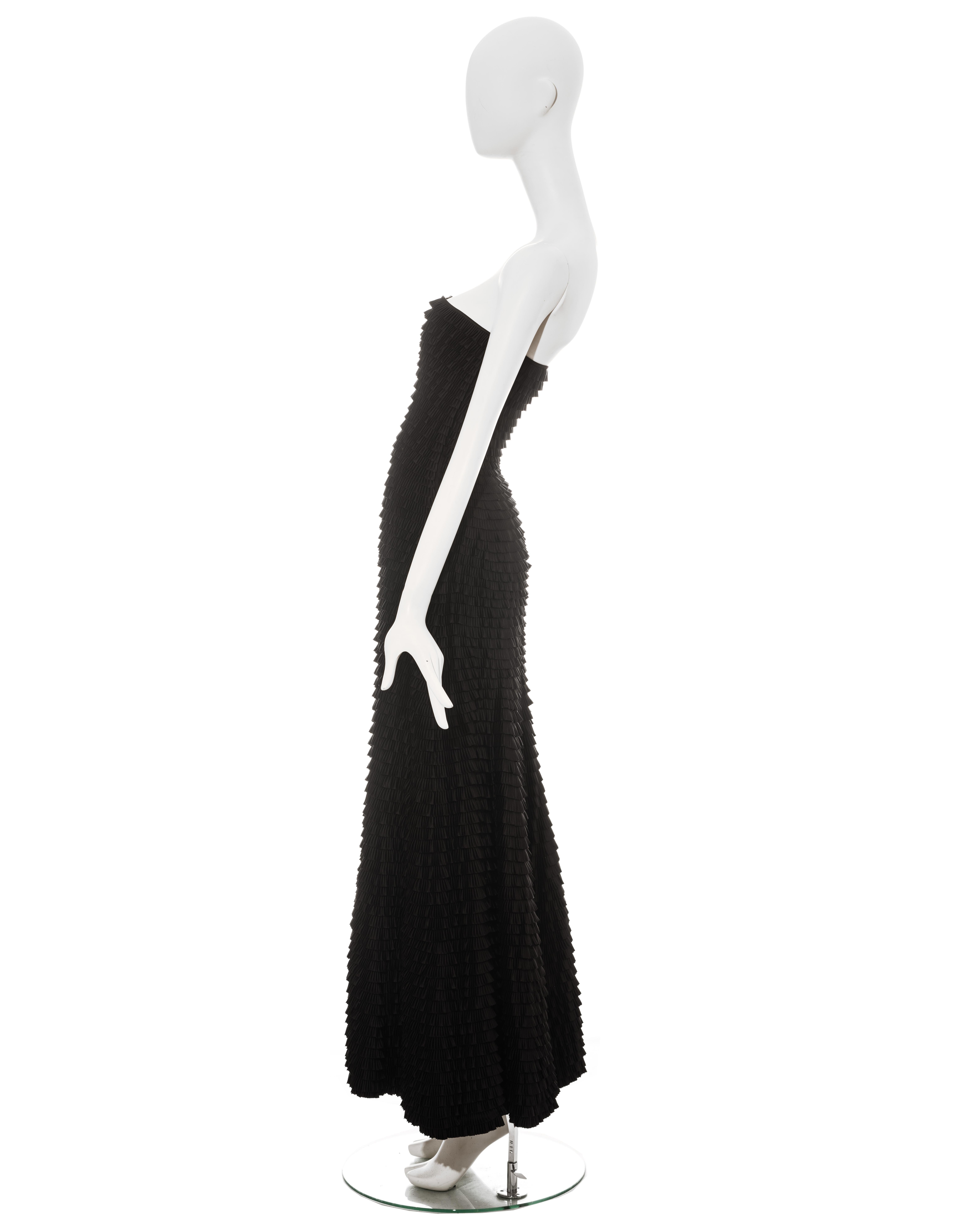 Givenchy by Alexander McQueen black ruffled fishtail evening dress, ss 1999 For Sale 1