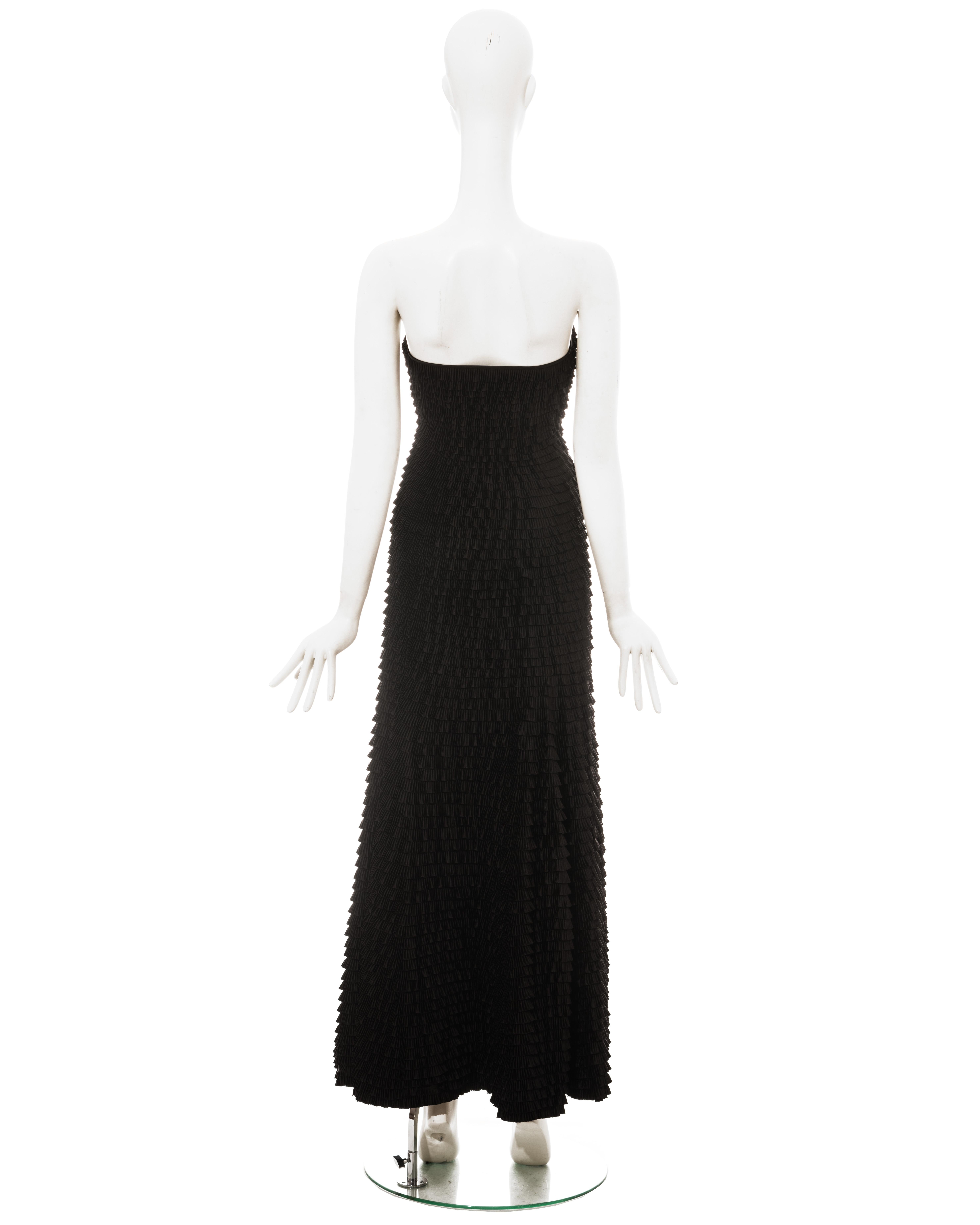 Givenchy by Alexander McQueen black ruffled fishtail evening dress, ss 1999 For Sale 2