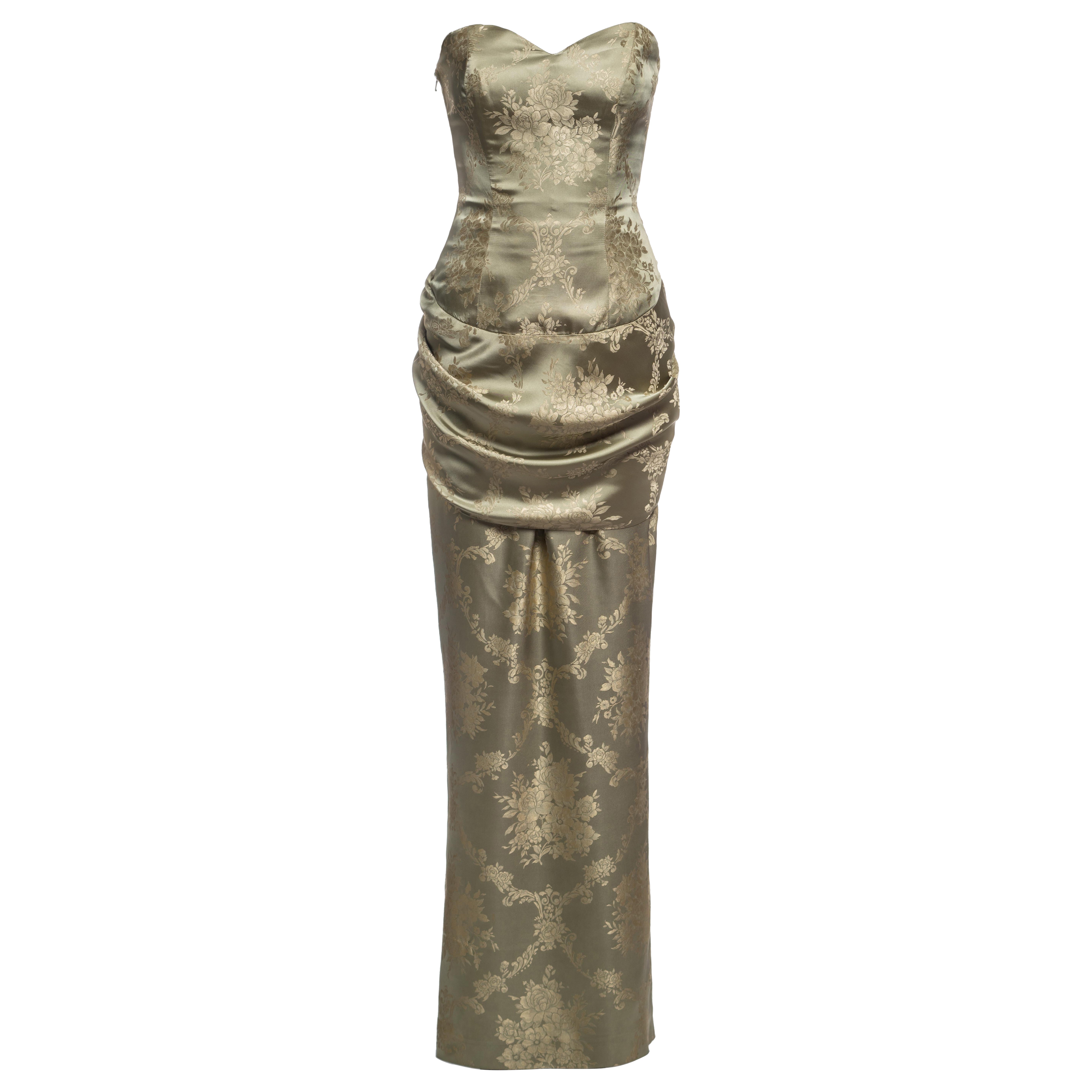 Givenchy by Alexander McQueen Brocade Draped Corset and Skirt Set, PF 1998
