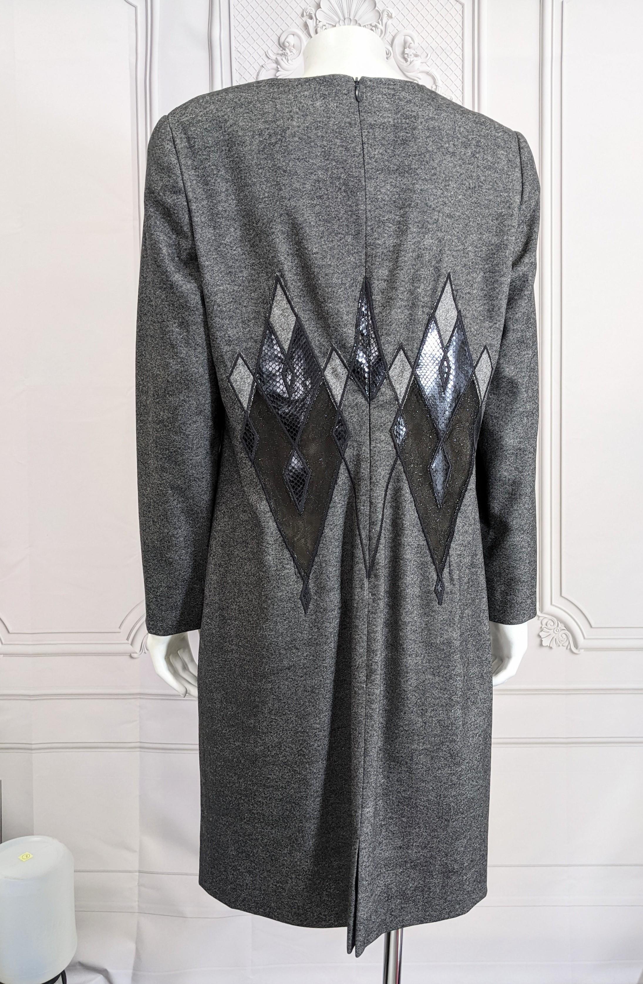 Givenchy By Alexander McQueen Flannel, Metallic Lace and Snakeskin Dress For Sale 1