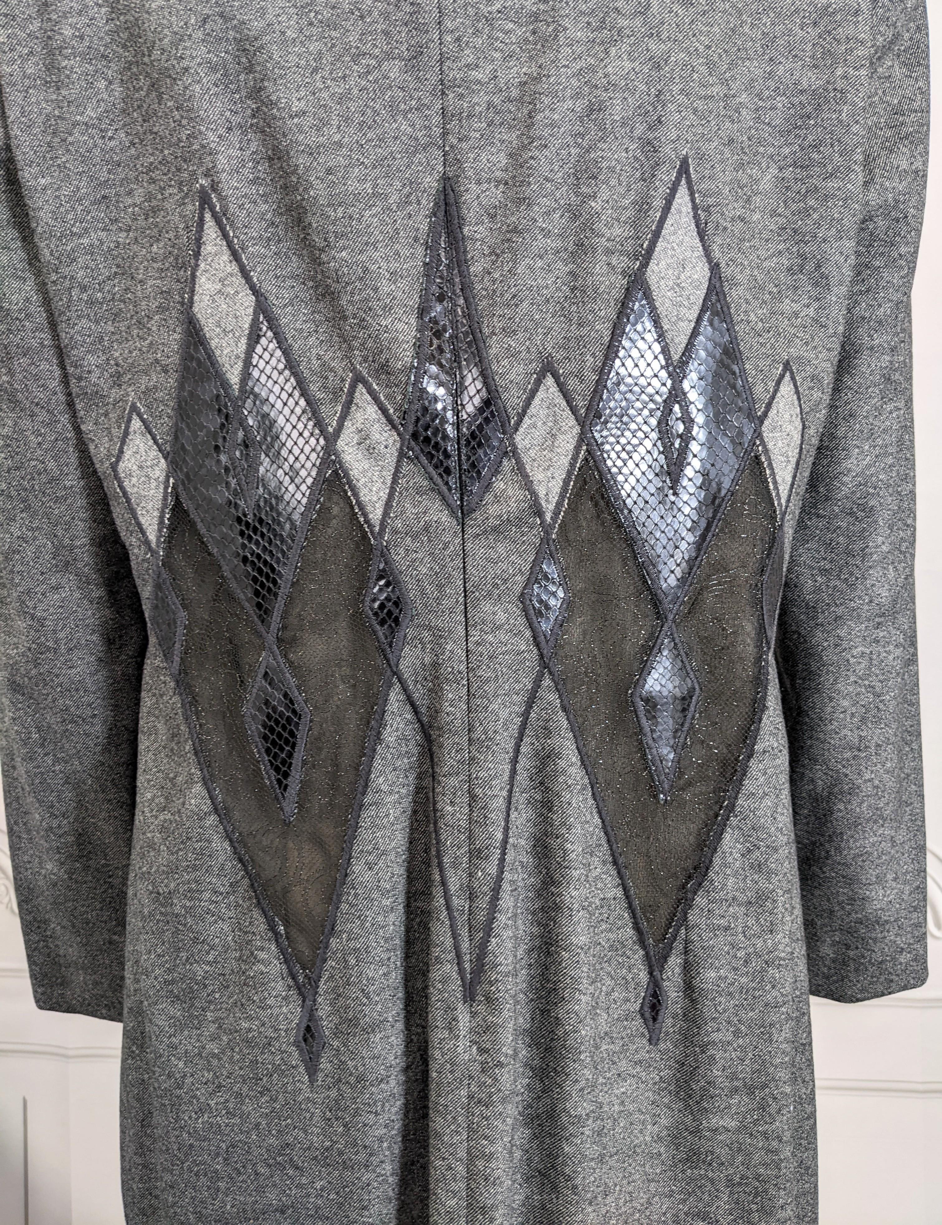 Givenchy By Alexander McQueen Flannel, Metallic Lace and Snakeskin Dress For Sale 2