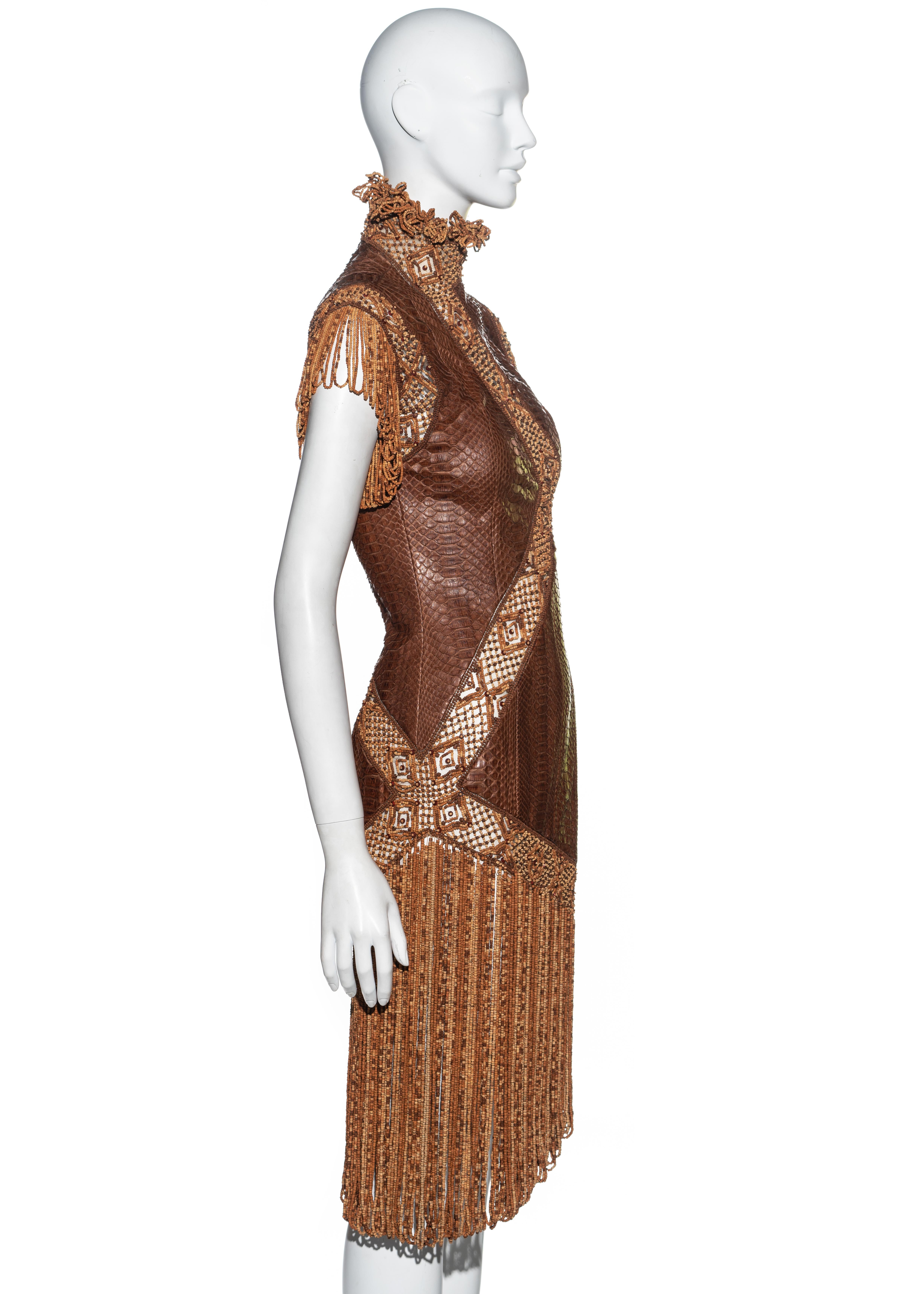 Women's Givenchy by Alexander McQueen Haute Couture brown snakeskin dress, ss 2001