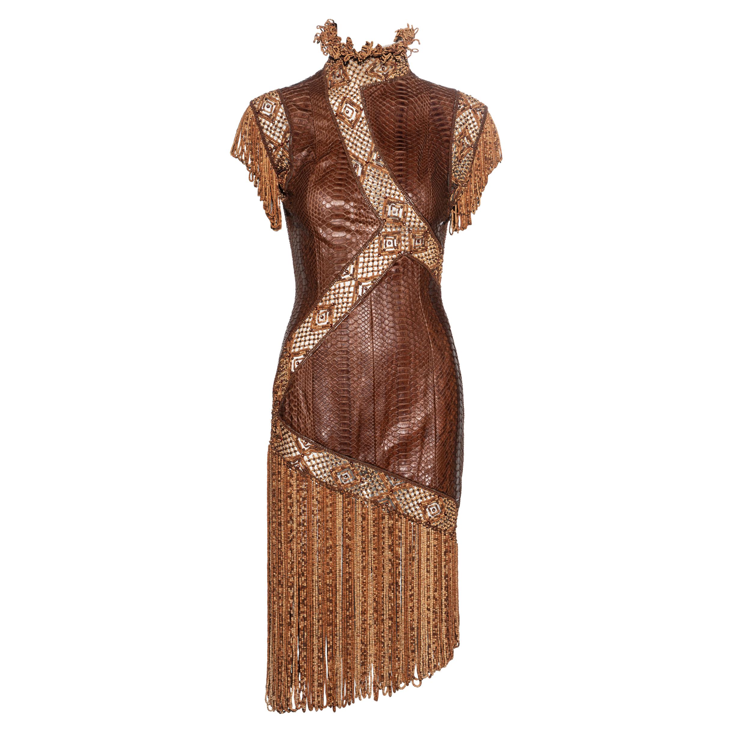 Givenchy by Alexander McQueen Haute Couture brown snakeskin dress, ss 2001