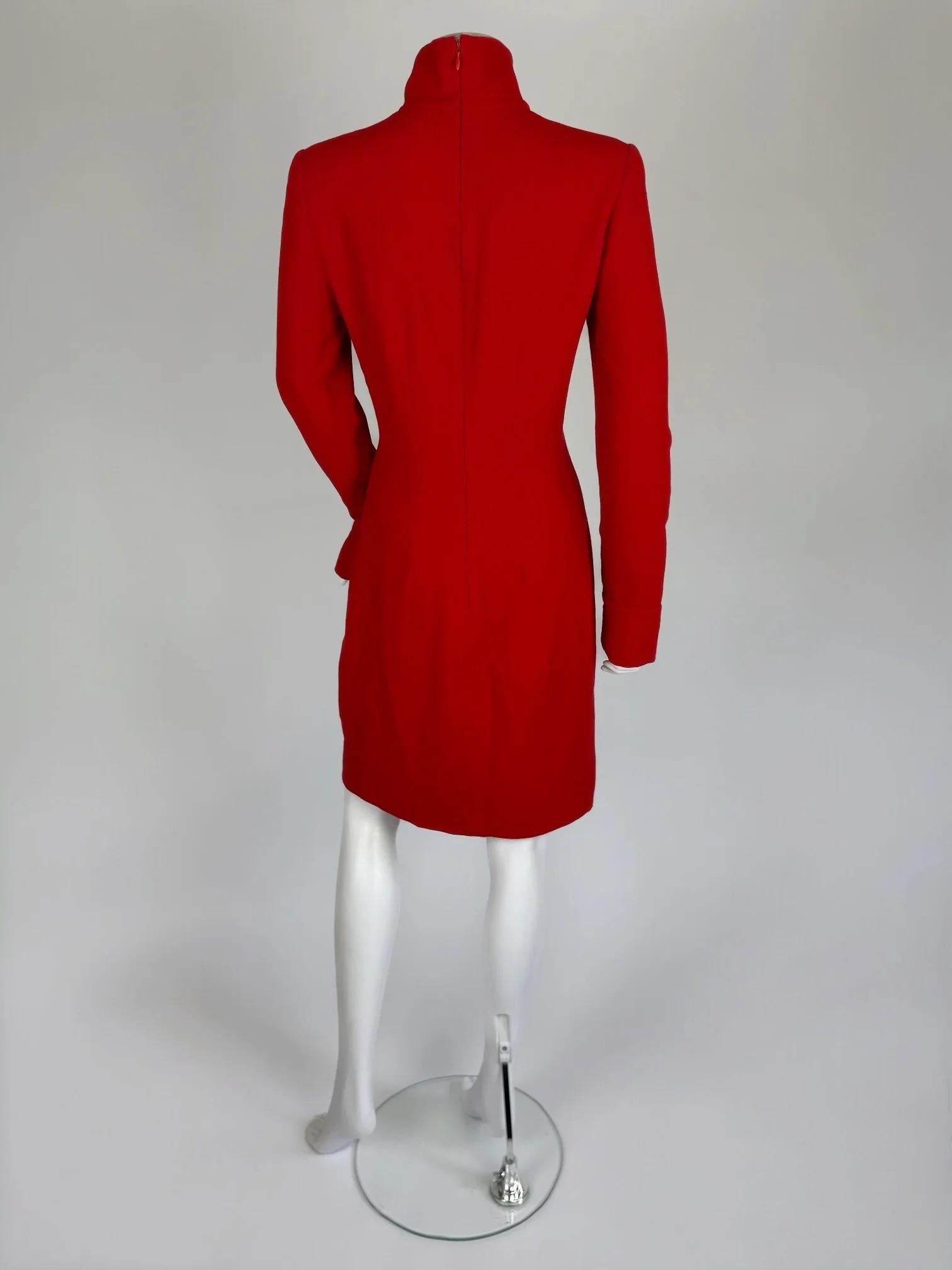 Givenchy by Alexander McQueen Kleid aus roter Wolle, FW 1997 (Rot) im Angebot