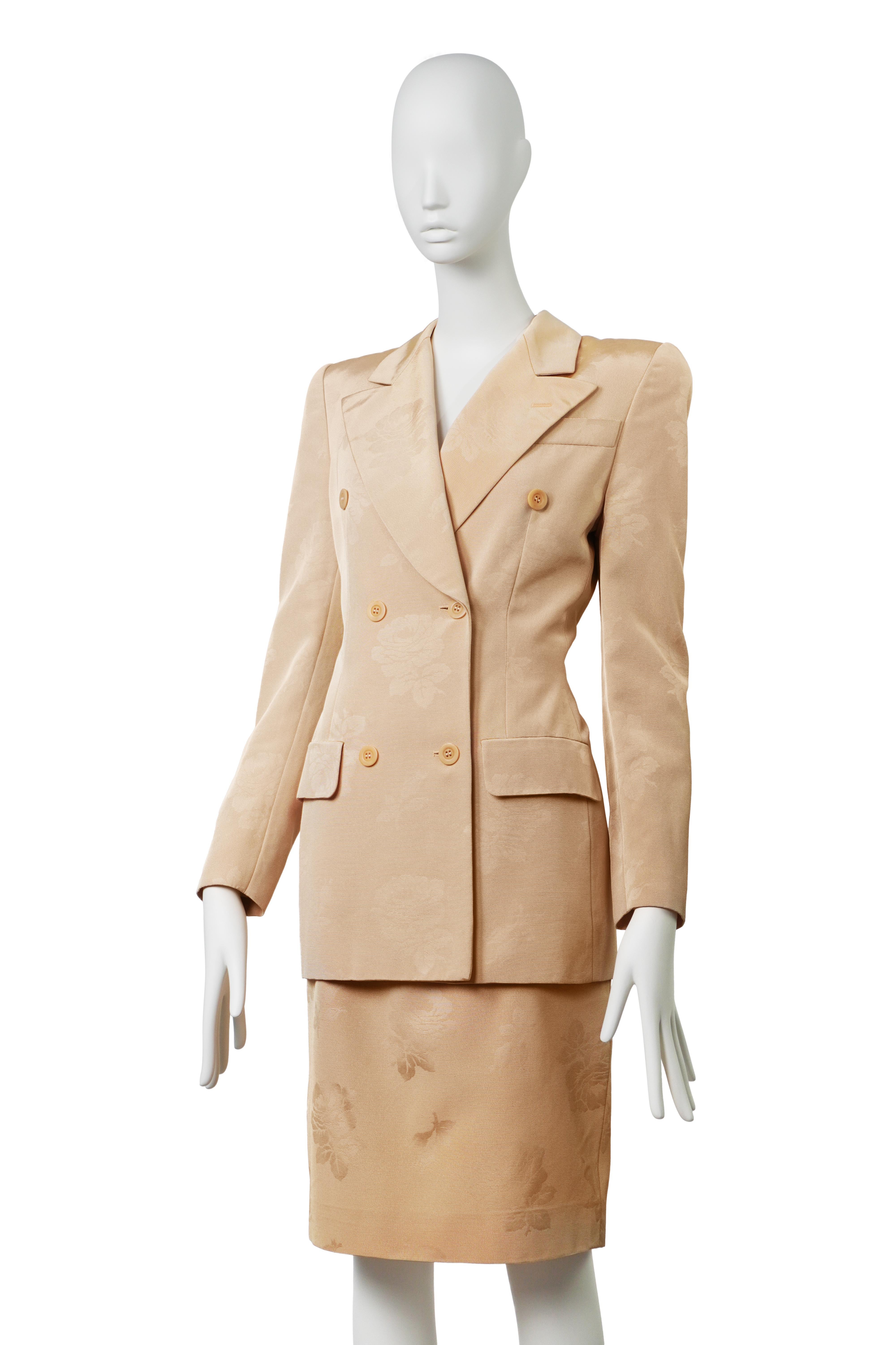 GIVENCHY By ALEXANDER MCQUEEN S/S 1998 Raro Traje con Falda de Jacquard Beige en venta