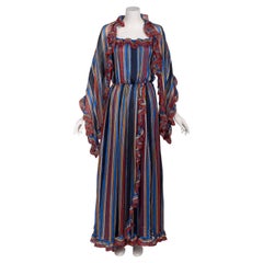 "Givenchy by Hubert de Givenchy  1970s  Rainbow Stripe Silk Maxi Dress & Shawl